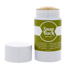 Load image into Gallery viewer, Front image of snap back body balm with the lid off and top of product showing